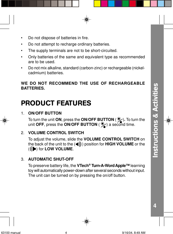 Page 5 of 10 - Vtech Vtech-Turn-A-Word-Apple-Owners-Manual- Turn-A-Word Apple  Vtech-turn-a-word-apple-owners-manual