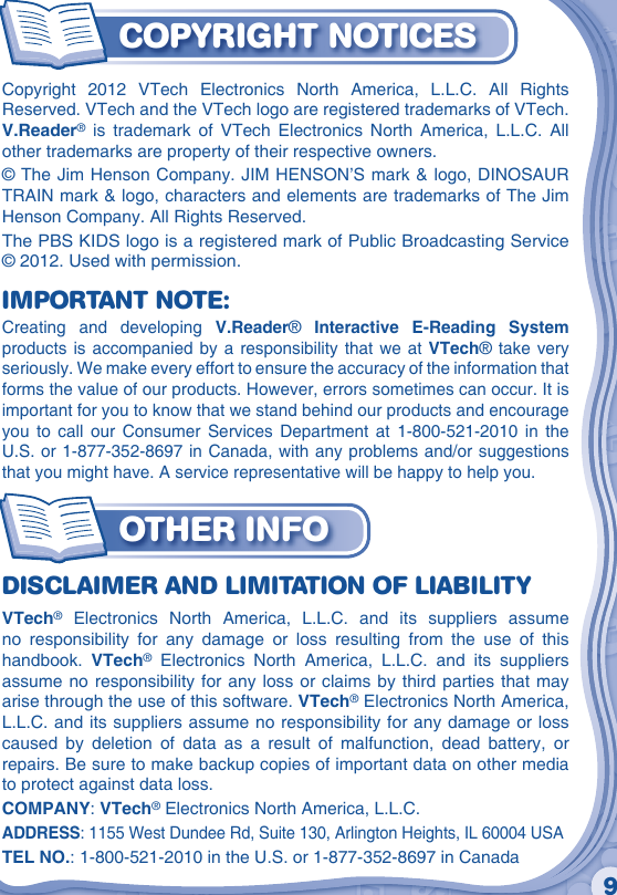 Page 10 of 12 - Vtech Vtech-V-Reader-Cartridge-Dinosaur-Train-Owners-Manual-  Vtech-v-reader-cartridge-dinosaur-train-owners-manual