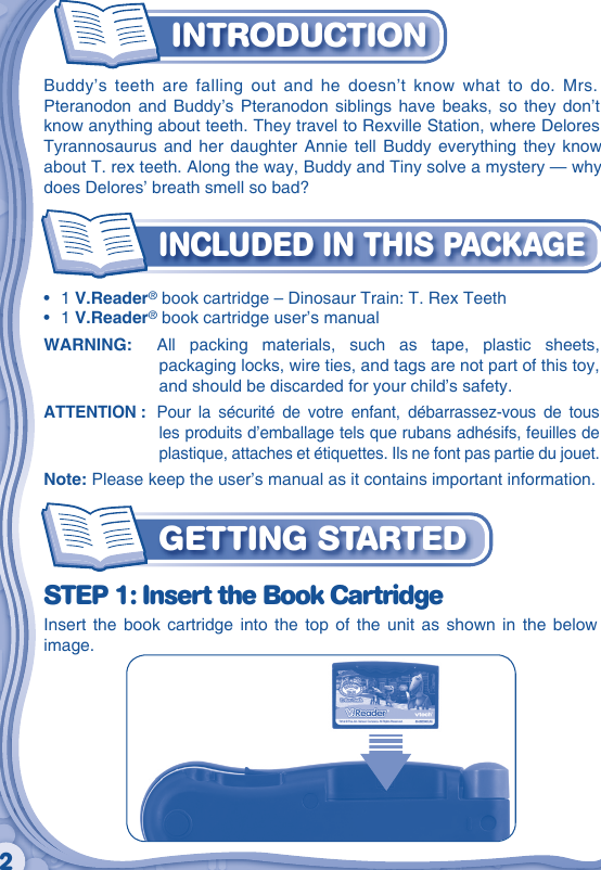 Page 3 of 12 - Vtech Vtech-V-Reader-Cartridge-Dinosaur-Train-Owners-Manual-  Vtech-v-reader-cartridge-dinosaur-train-owners-manual