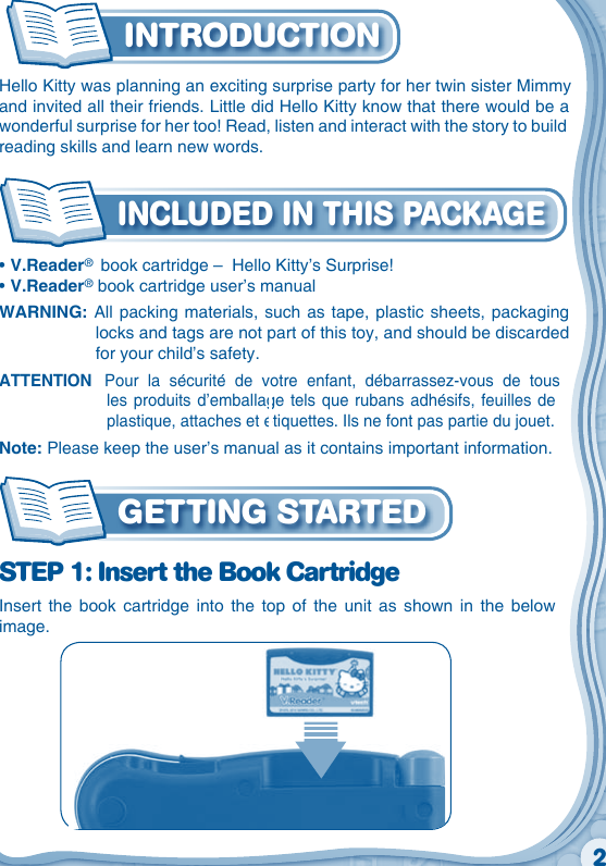 Page 3 of 12 - Vtech Vtech-V-Reader-Cartridge-Hello-Kitty-Owners-Manual-  Vtech-v-reader-cartridge-hello-kitty-owners-manual
