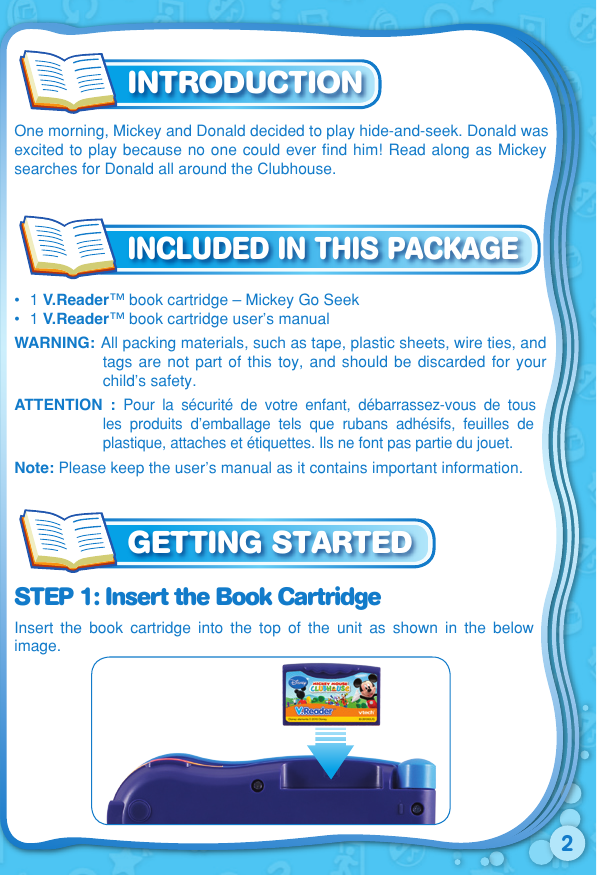 Page 3 of 12 - Vtech Vtech-V-Reader-Cartridge-Mickey-Mouse-Clubhouse-Clearance-Owners-Manual-  Vtech-v-reader-cartridge-mickey-mouse-clubhouse-clearance-owners-manual
