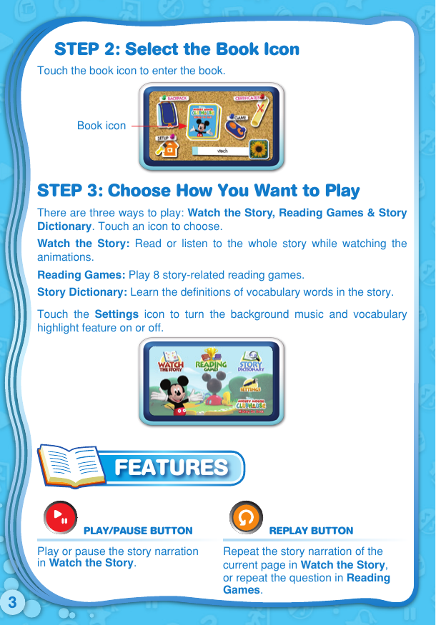 Page 4 of 12 - Vtech Vtech-V-Reader-Cartridge-Mickey-Mouse-Clubhouse-Clearance-Owners-Manual-  Vtech-v-reader-cartridge-mickey-mouse-clubhouse-clearance-owners-manual