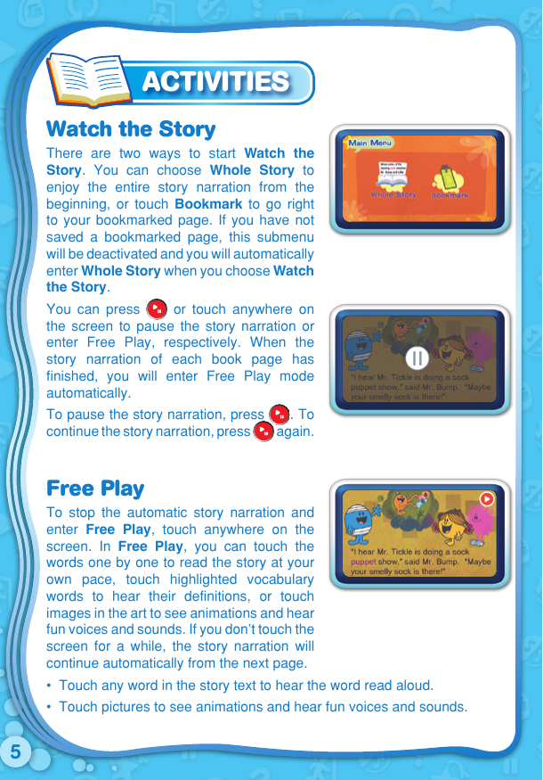 Page 6 of 12 - Vtech Vtech-V-Reader-Cartridge-Mr-Men-Little-Miss-Owners-Manual-  Vtech-v-reader-cartridge-mr-men-little-miss-owners-manual