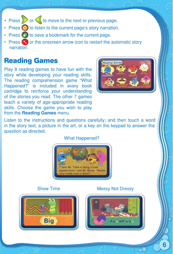 Page 7 of 12 - Vtech Vtech-V-Reader-Cartridge-Mr-Men-Little-Miss-Owners-Manual-  Vtech-v-reader-cartridge-mr-men-little-miss-owners-manual