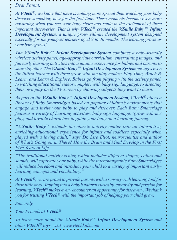 Page 2 of 12 - Vtech Vtech-V-Smile-Baby-A-Day-On-The-Farm-Owners-Manual- V.Smile Baby  Vtech-v-smile-baby-a-day-on-the-farm-owners-manual