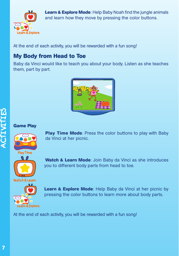 Page 8 of 12 - Vtech Vtech-V-Smile-Baby-Baby-Einstein-World-Of-Discoveries-Owners-Manual- V.Smile Baby  Vtech-v-smile-baby-baby-einstein-world-of-discoveries-owners-manual