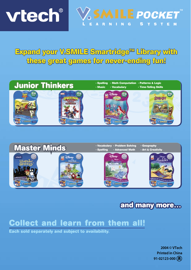 Page 12 of 12 - Vtech Vtech-V-Smile-Pocket-Original-Owners-Manual- 64400 Manual  Vtech-v-smile-pocket-original-owners-manual