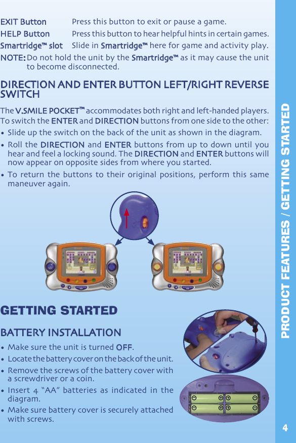 Page 5 of 12 - Vtech Vtech-V-Smile-Pocket-Original-Owners-Manual- 64400 Manual  Vtech-v-smile-pocket-original-owners-manual