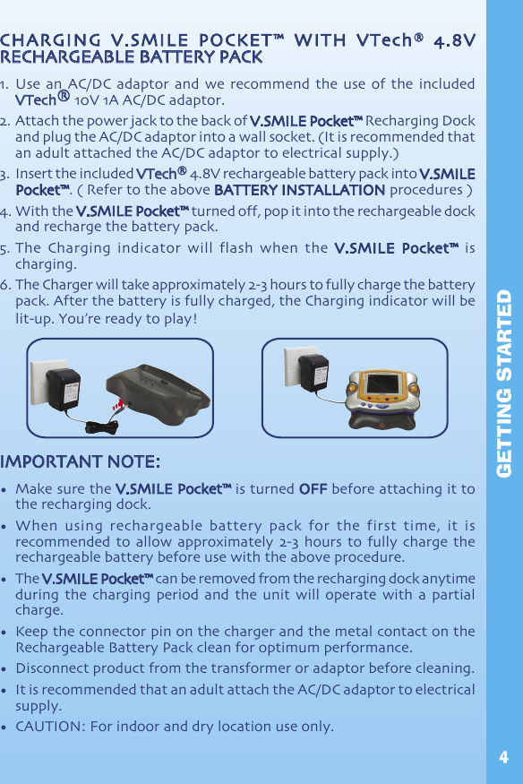 Page 5 of 8 - Vtech Vtech-V-Smile-Pocket-Power-Pack-Owners-Manual- 91260 Manual  Vtech-v-smile-pocket-power-pack-owners-manual
