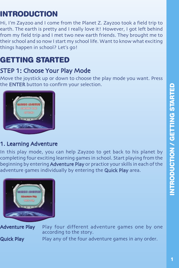 Page 2 of 12 - Vtech Vtech-V-Smile-Zayzoo-My-Alien-Classmate-Owners-Manual- 92360 N  Vtech-v-smile-zayzoo-my-alien-classmate-owners-manual