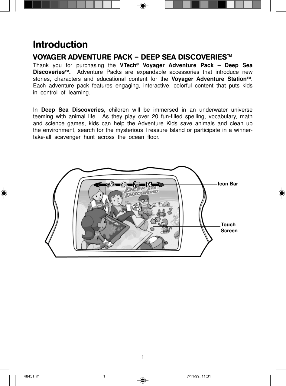 Page 1 of 8 - Vtech Vtech-Voyager-Adventure-Pak-Deep-Sea-Discoveries-Owners-Manual- Voyager DeepSea Discoveries  Vtech-voyager-adventure-pak-deep-sea-discoveries-owners-manual