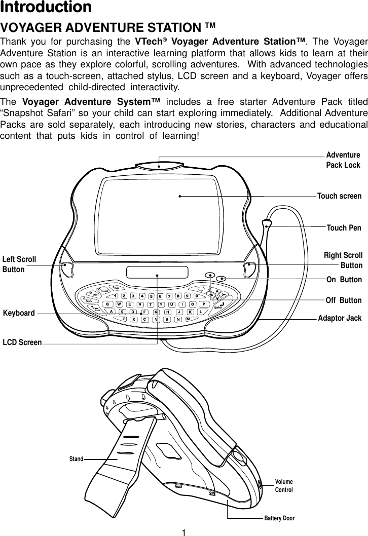 Page 4 of 12 - Vtech Vtech-Voyager-Adventure-System-Owners-Manual- Voyager Advernture System  Vtech-voyager-adventure-system-owners-manual