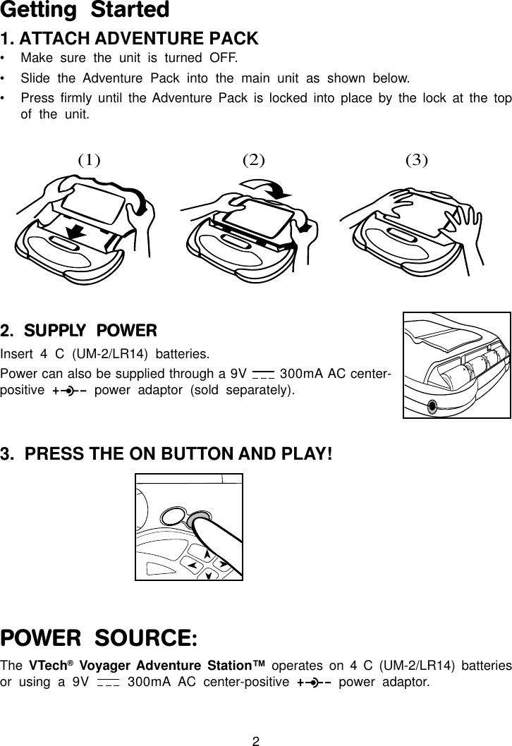 Page 5 of 12 - Vtech Vtech-Voyager-Adventure-System-Owners-Manual- Voyager Advernture System  Vtech-voyager-adventure-system-owners-manual