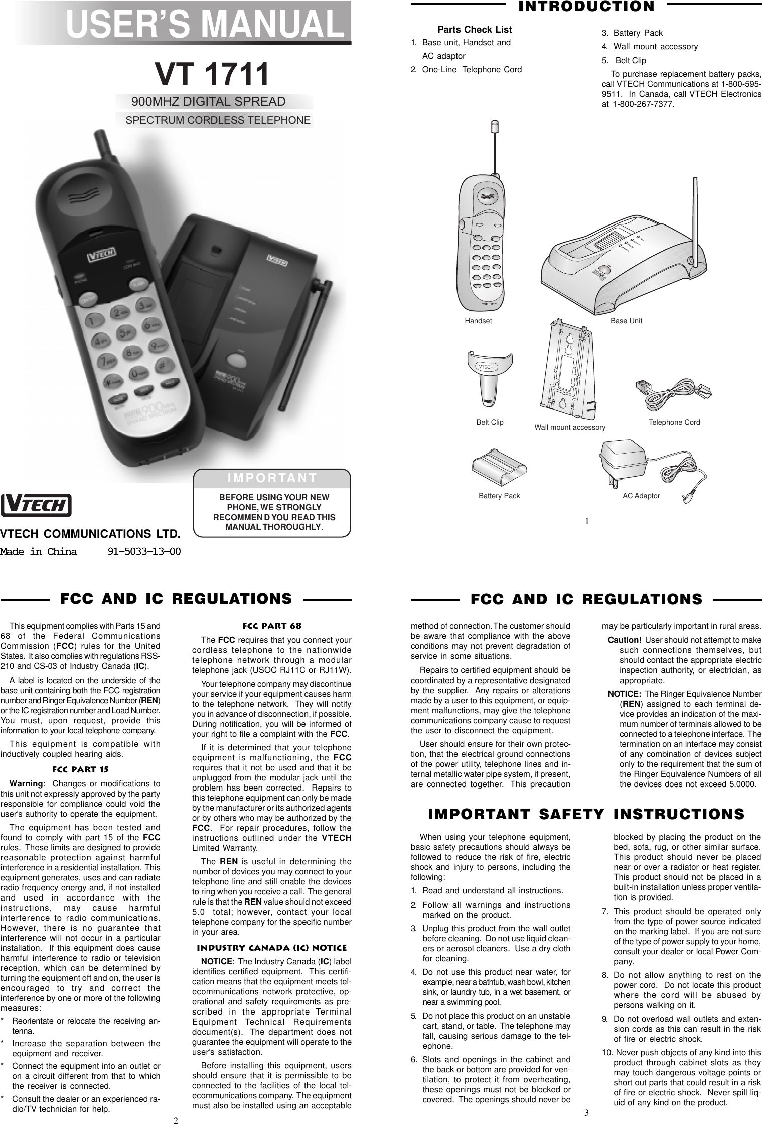 Page 1 of 4 - Vtech Vtech-Vt-1711-Users-Manual- VT1711JUN23  Vtech-vt-1711-users-manual
