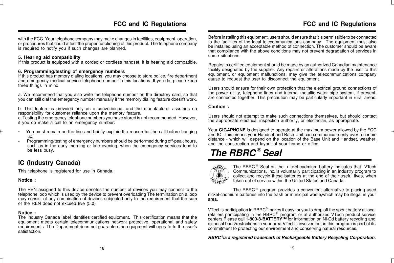 Page 10 of 11 - Vtech Vtech-Vt20-2420-Users-Manual- Vt20-2420 Manual DEC28.p65  Vtech-vt20-2420-users-manual