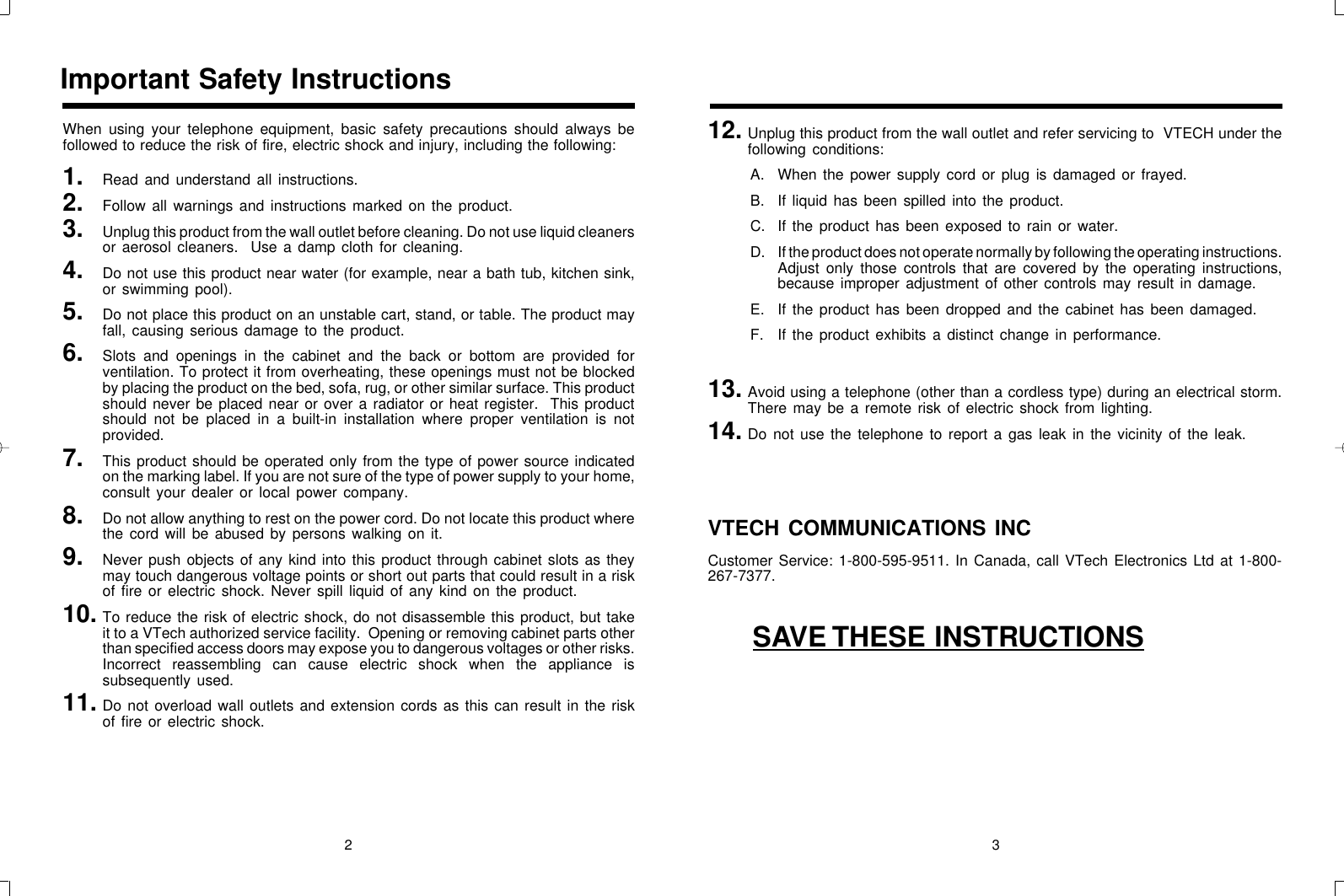 Page 2 of 11 - Vtech Vtech-Vt20-2420-Users-Manual- Vt20-2420 Manual DEC28.p65  Vtech-vt20-2420-users-manual