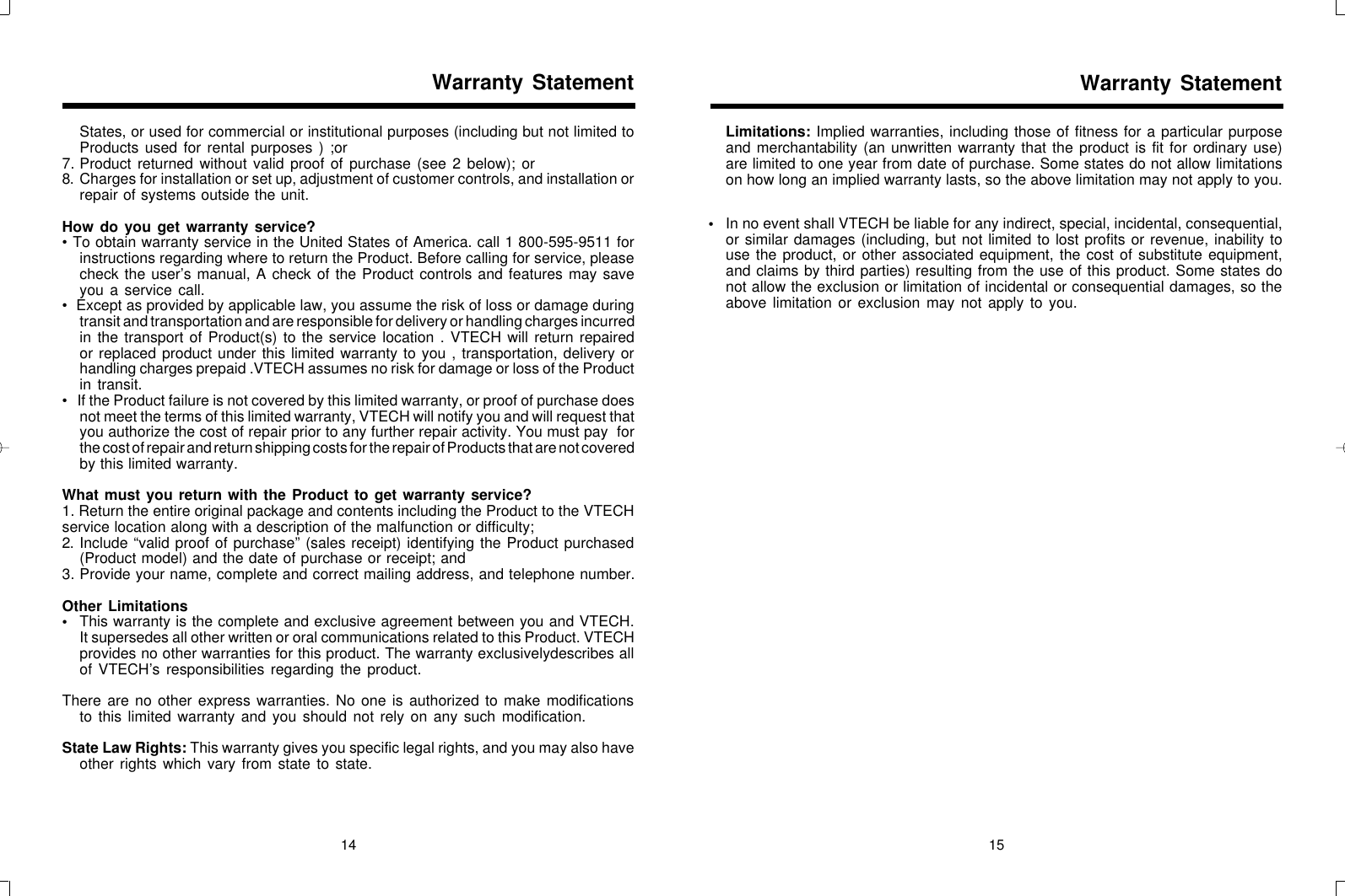 Page 8 of 11 - Vtech Vtech-Vt20-2420-Users-Manual- Vt20-2420 Manual DEC28.p65  Vtech-vt20-2420-users-manual