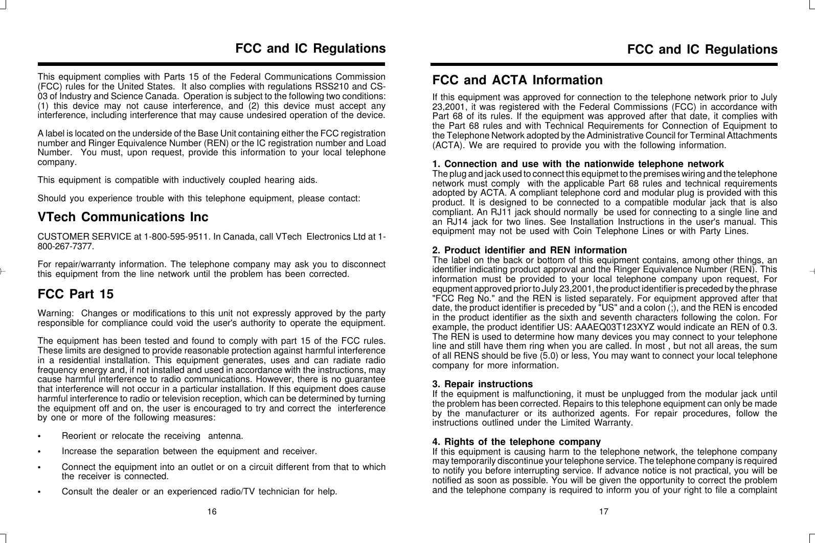 Page 9 of 11 - Vtech Vtech-Vt20-2420-Users-Manual- Vt20-2420 Manual DEC28.p65  Vtech-vt20-2420-users-manual