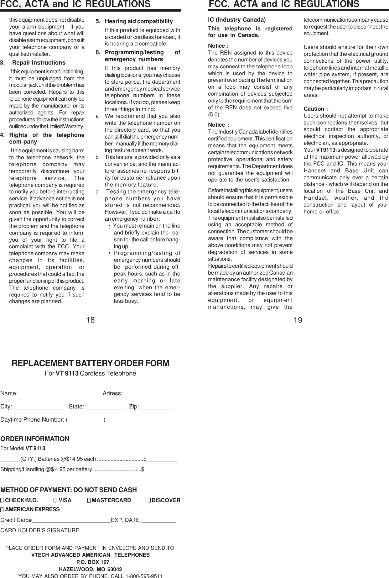 Page 4 of 4 - Vtech Vtech-Vt-9113-Users-Manual- 91-005303-040-VT9113-R0  Vtech-vt-9113-users-manual