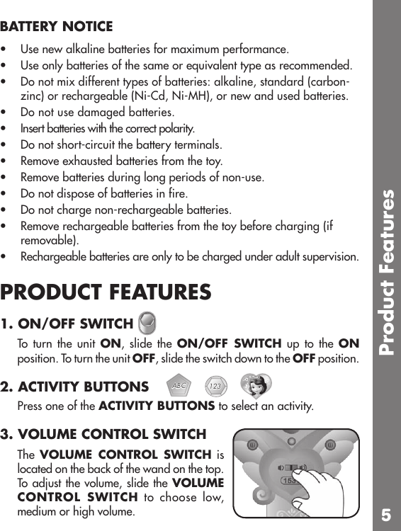 Page 5 of 8 - Vtech Vtech-Wave-To-Me-Magic-Wand-Sofia-Owners-Manual-  Vtech-wave-to-me-magic-wand-sofia-owners-manual