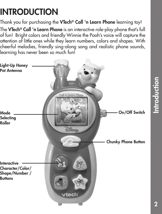 Page 2 of 9 - Vtech Vtech-Winnie-The-Pooh-Call-N-Learn-Phone-Owners-Manual- Winnie The Pooh Call ‚n Learn Phone  Vtech-winnie-the-pooh-call-n-learn-phone-owners-manual