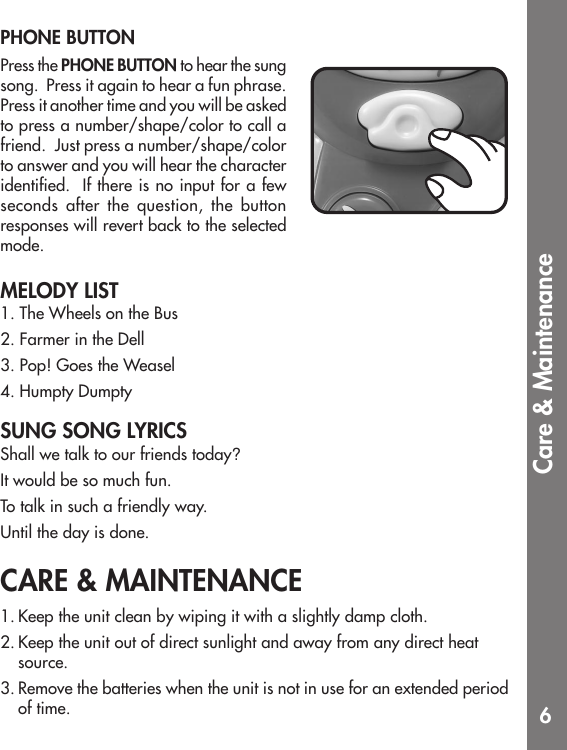 Page 6 of 9 - Vtech Vtech-Winnie-The-Pooh-Call-N-Learn-Phone-Owners-Manual- Winnie The Pooh Call ‚n Learn Phone  Vtech-winnie-the-pooh-call-n-learn-phone-owners-manual