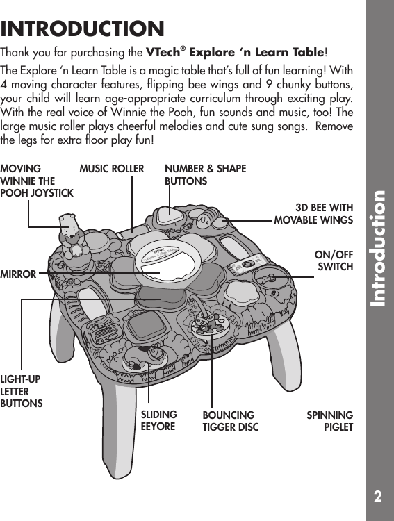 Page 3 of 10 - Vtech Vtech-Winnie-The-Pooh-Explore-N-Learn-Table-Owners-Manual- 70600IMAW Vtech-winnie-the-pooh-explore-n-learn-table-owners-manual