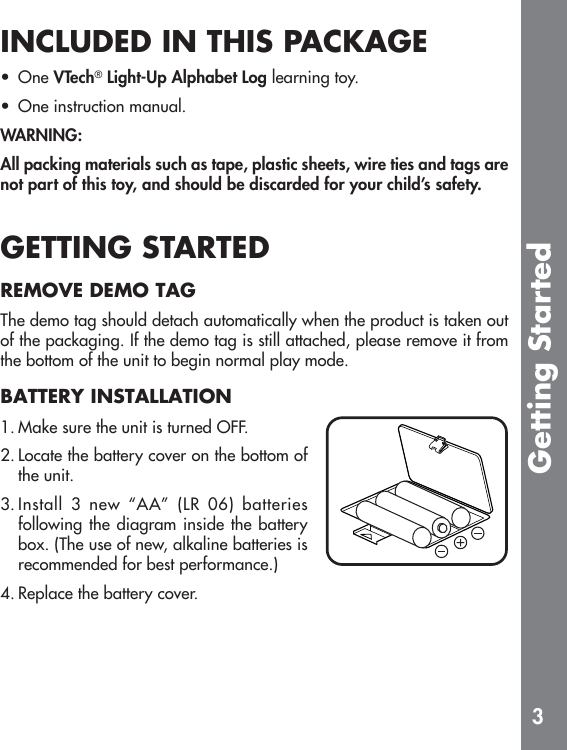 Page 4 of 10 - Vtech Vtech-Winnie-The-Pooh-Light-Up-Alphabet-Log-Owners-Manual- 61720 I/M  Vtech-winnie-the-pooh-light-up-alphabet-log-owners-manual