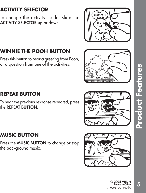 Page 6 of 10 - Vtech Vtech-Winnie-The-Pooh-Light-Up-Alphabet-Log-Owners-Manual- 61720 I/M  Vtech-winnie-the-pooh-light-up-alphabet-log-owners-manual