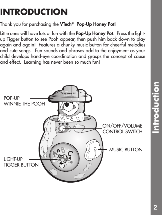 Page 3 of 9 - Vtech Vtech-Winnie-The-Pooh-Pop-Up-Honey-Pot-Owners-Manual- Winnie The Pooh Pop Up Honey Pot  Vtech-winnie-the-pooh-pop-up-honey-pot-owners-manual