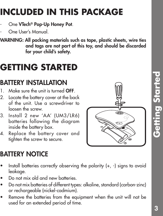 Page 4 of 9 - Vtech Vtech-Winnie-The-Pooh-Pop-Up-Honey-Pot-Owners-Manual- Winnie The Pooh Pop Up Honey Pot  Vtech-winnie-the-pooh-pop-up-honey-pot-owners-manual