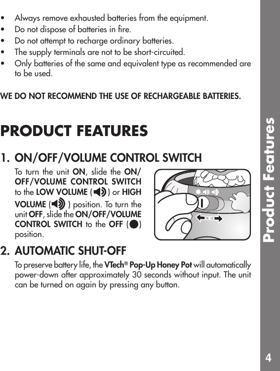 Page 5 of 9 - Vtech Vtech-Winnie-The-Pooh-Pop-Up-Honey-Pot-Owners-Manual- Winnie The Pooh Pop Up Honey Pot  Vtech-winnie-the-pooh-pop-up-honey-pot-owners-manual