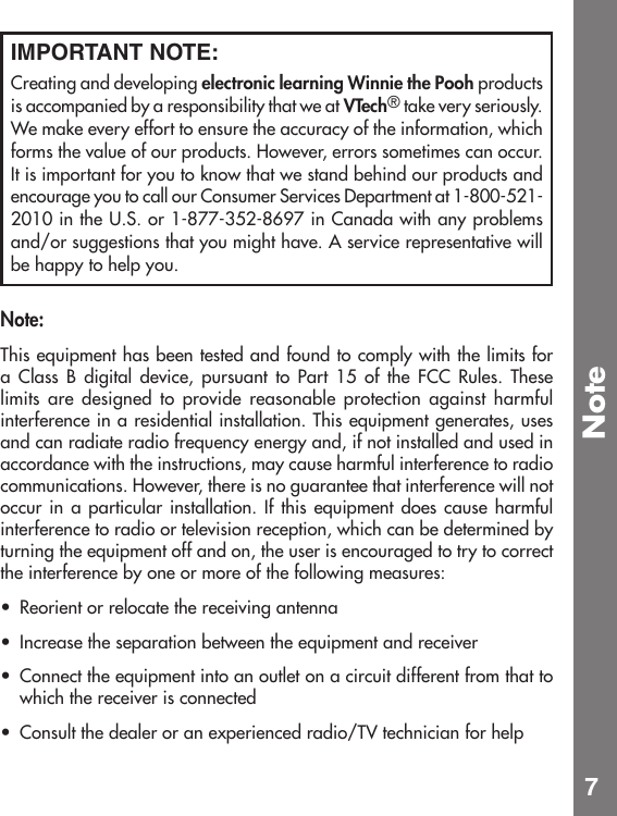 Page 8 of 9 - Vtech Vtech-Winnie-The-Pooh-Pop-Up-Honey-Pot-Owners-Manual- Winnie The Pooh Pop Up Honey Pot  Vtech-winnie-the-pooh-pop-up-honey-pot-owners-manual