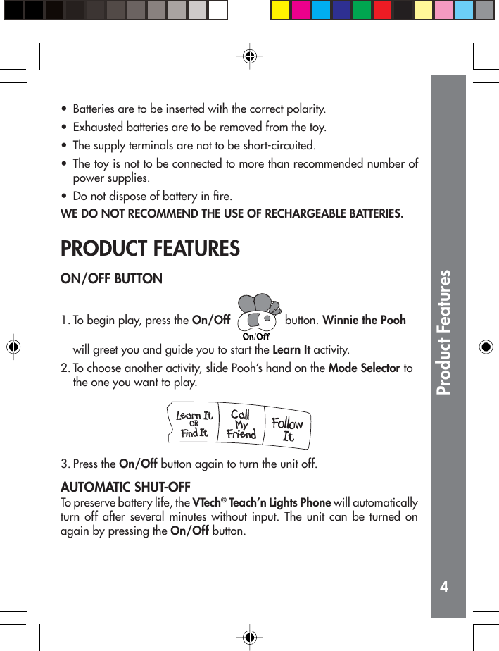 Page 5 of 8 - Vtech Vtech-Winnie-The-Pooh-Sort-N-Learn-Cart-Owners-Manual- 61960muop  Vtech-winnie-the-pooh-sort-n-learn-cart-owners-manual