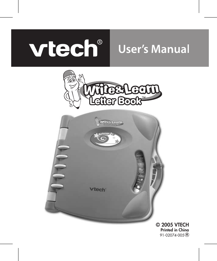 Page 1 of 12 - Vtech Vtech-Write-And-Learn-Letter-Book-Owners-Manual-  Vtech-write-and-learn-letter-book-owners-manual