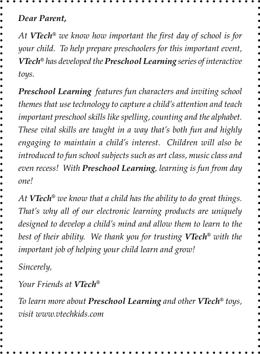 Page 2 of 12 - Vtech Vtech-Write-And-Learn-Letter-Book-Owners-Manual-  Vtech-write-and-learn-letter-book-owners-manual