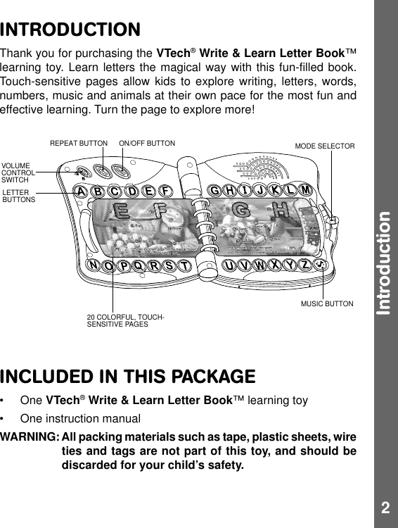 Page 3 of 12 - Vtech Vtech-Write-And-Learn-Letter-Book-Owners-Manual-  Vtech-write-and-learn-letter-book-owners-manual