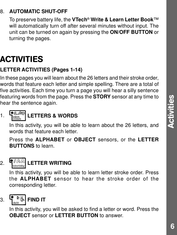 Page 7 of 12 - Vtech Vtech-Write-And-Learn-Letter-Book-Owners-Manual-  Vtech-write-and-learn-letter-book-owners-manual