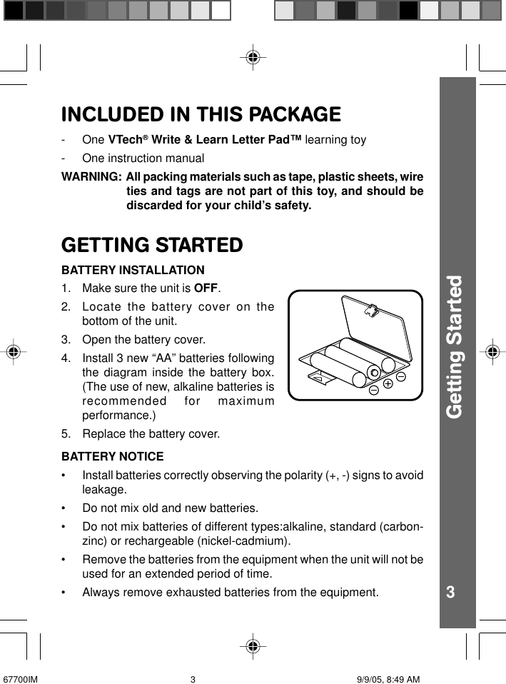 Page 4 of 10 - Vtech Vtech-Write-And-Learn-Letter-Pad-Owners-Manual- 67700IM  Vtech-write-and-learn-letter-pad-owners-manual