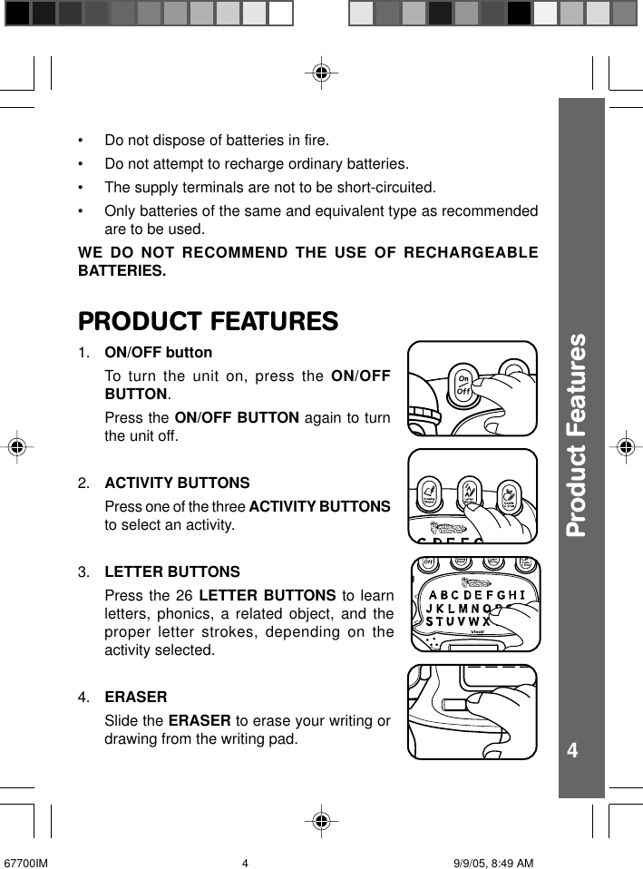 Page 5 of 10 - Vtech Vtech-Write-And-Learn-Letter-Pad-Owners-Manual- 67700IM  Vtech-write-and-learn-letter-pad-owners-manual