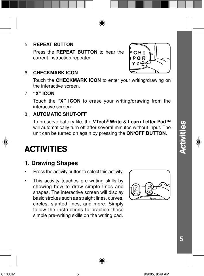 Page 6 of 10 - Vtech Vtech-Write-And-Learn-Letter-Pad-Owners-Manual- 67700IM  Vtech-write-and-learn-letter-pad-owners-manual