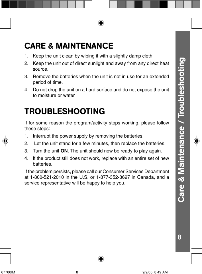 Page 9 of 10 - Vtech Vtech-Write-And-Learn-Letter-Pad-Owners-Manual- 67700IM  Vtech-write-and-learn-letter-pad-owners-manual