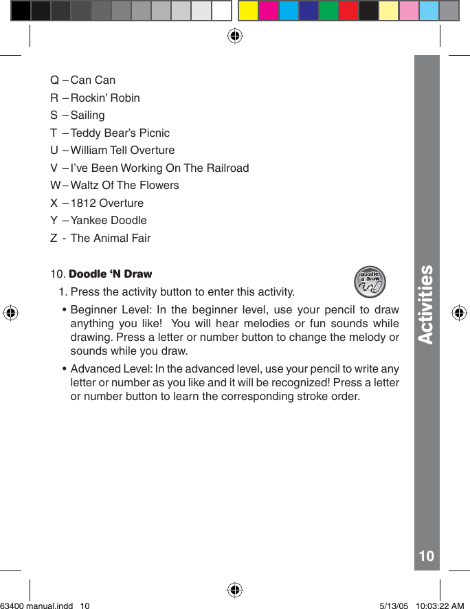 Page 10 of 12 - Vtech Vtech-Write-And-Learn-Lightboard-Owners-Manual- 63400 Manual  Vtech-write-and-learn-lightboard-owners-manual