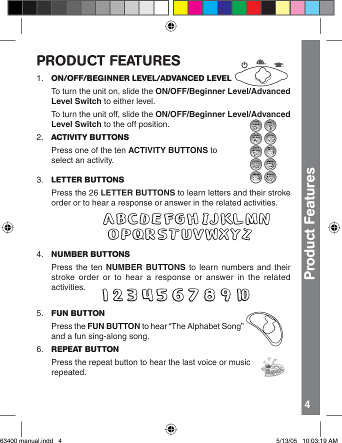 Page 4 of 12 - Vtech Vtech-Write-And-Learn-Lightboard-Owners-Manual- 63400 Manual  Vtech-write-and-learn-lightboard-owners-manual