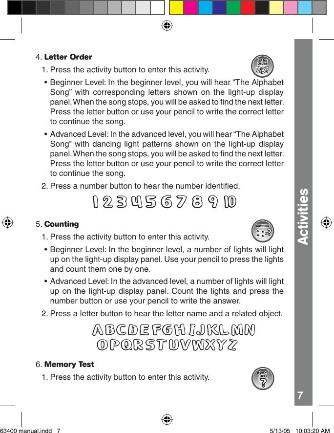 Page 7 of 12 - Vtech Vtech-Write-And-Learn-Lightboard-Owners-Manual- 63400 Manual  Vtech-write-and-learn-lightboard-owners-manual