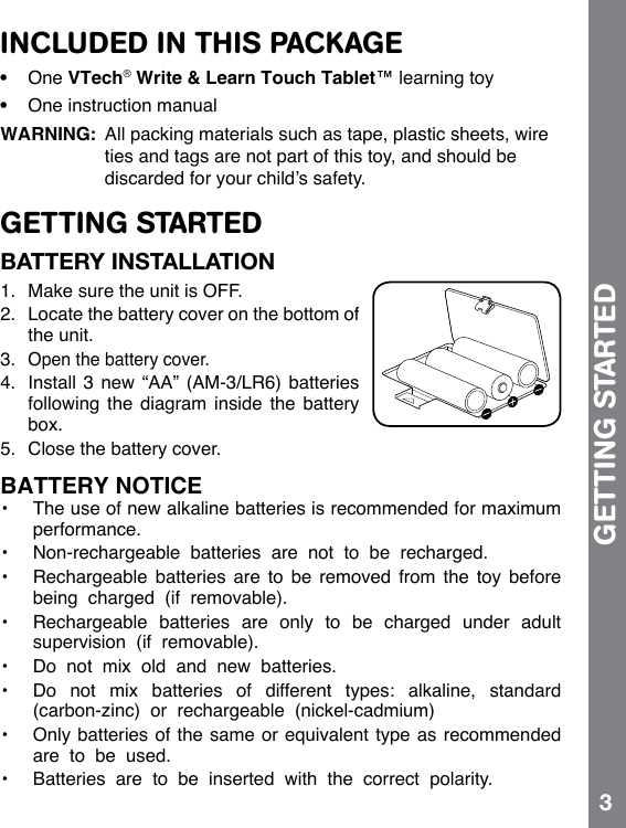 Page 4 of 10 - Vtech Vtech-Write-And-Learn-Touch-Tablet-Owners-Manual-  Vtech-write-and-learn-touch-tablet-owners-manual
