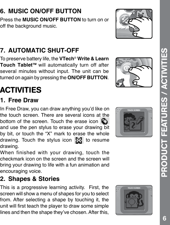 Page 7 of 10 - Vtech Vtech-Write-And-Learn-Touch-Tablet-Owners-Manual-  Vtech-write-and-learn-touch-tablet-owners-manual