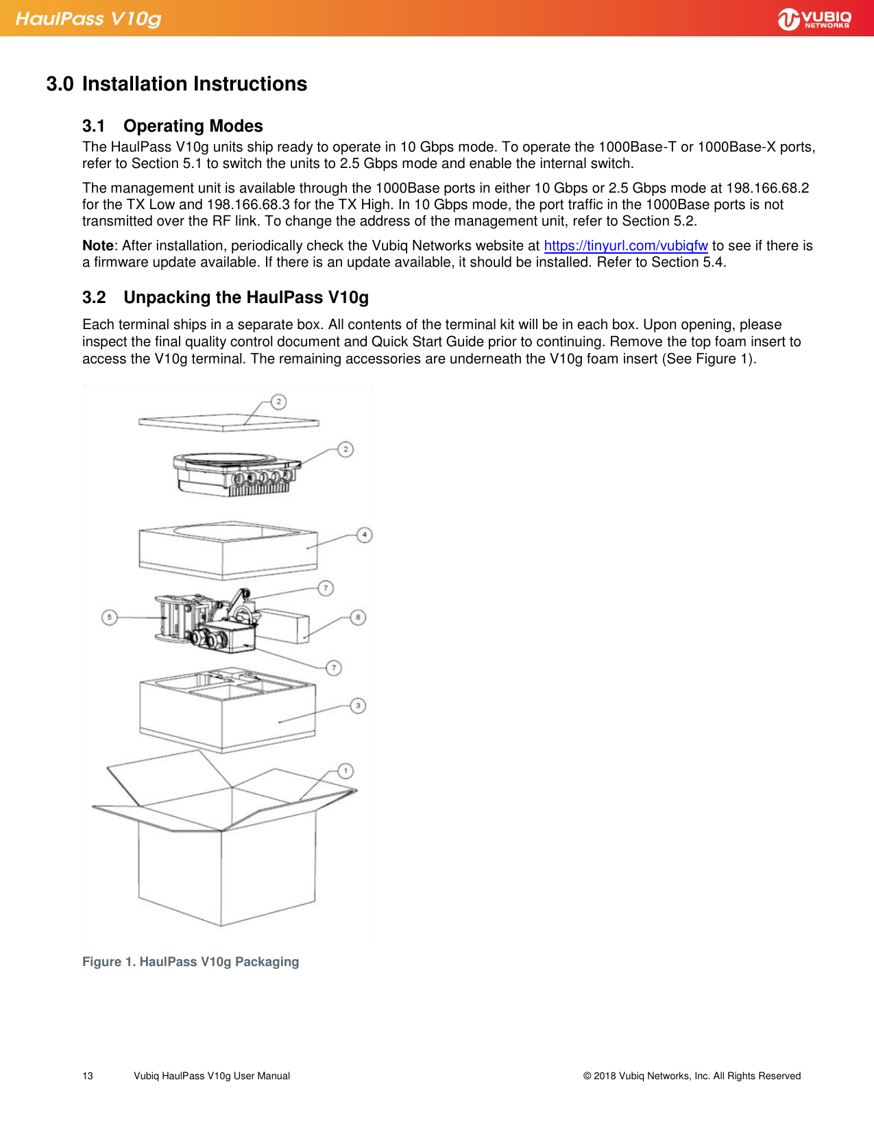 Page 13 of Vubiq Networks V10G-H HaulPass V10g 10 Gbps Ethernet Link User Manual Vubiq