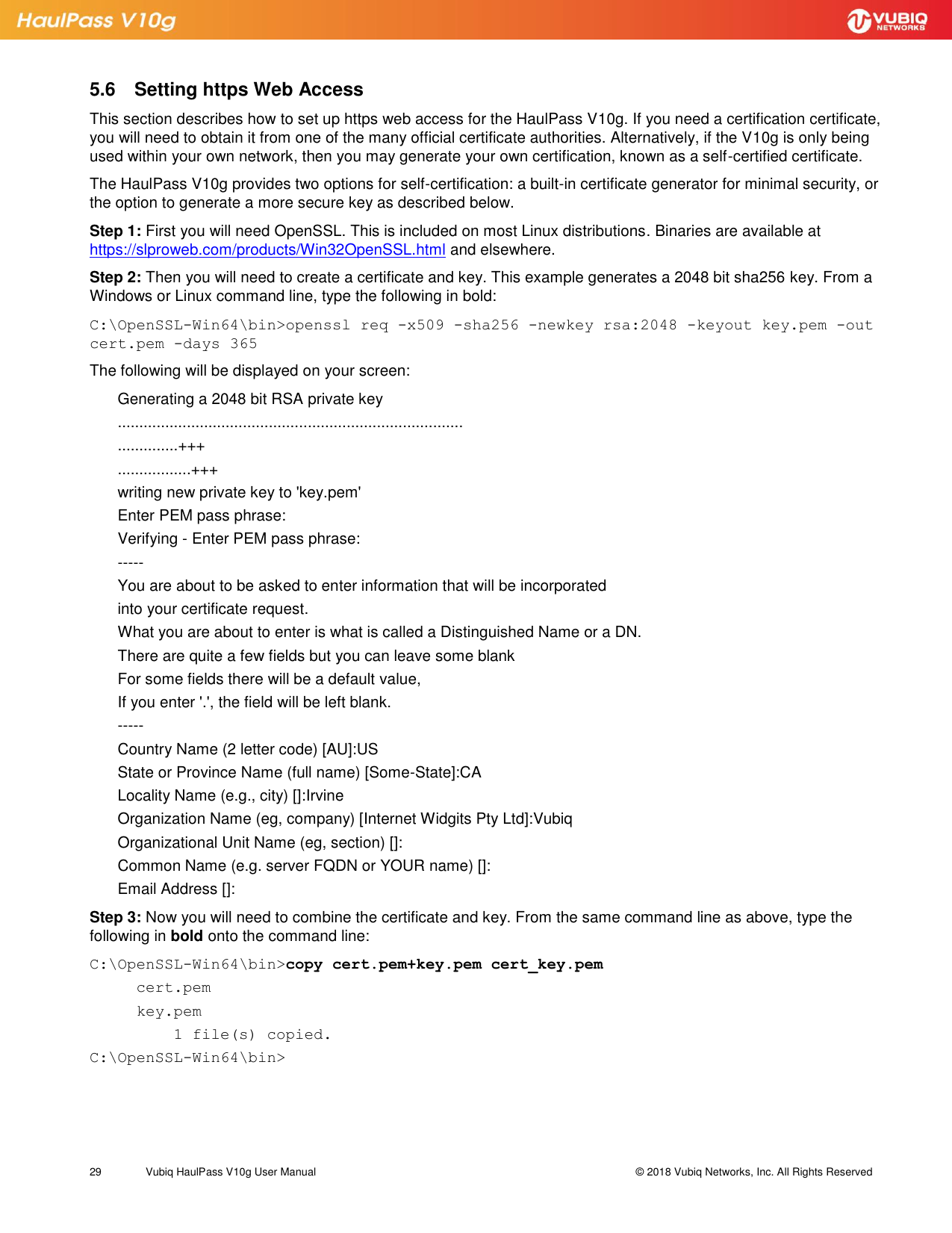 Page 29 of Vubiq Networks V10G-H HaulPass V10g 10 Gbps Ethernet Link User Manual Vubiq