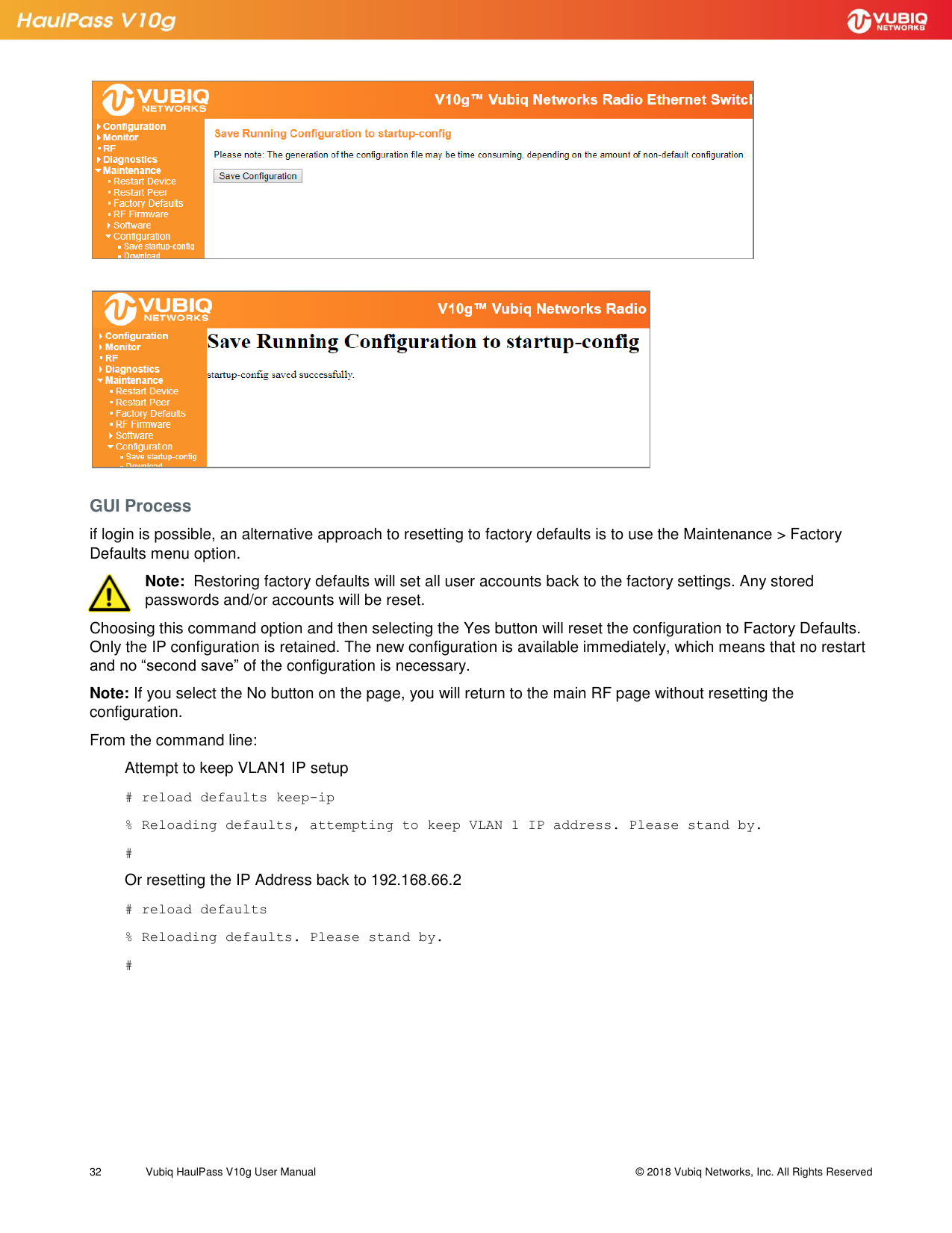 Page 32 of Vubiq Networks V10G-H HaulPass V10g 10 Gbps Ethernet Link User Manual Vubiq